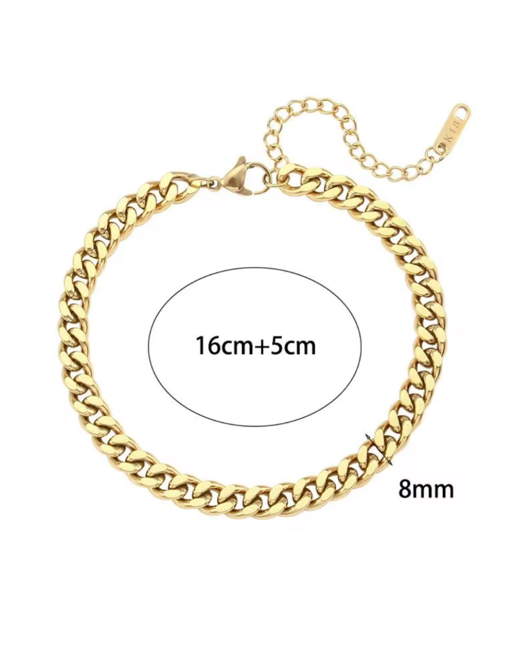 Luxe Link Bracelet in 18k gold plating over stainless steel. A luxury chain bracelet for women with a bold, stylish design that transitions from casual to dressy looks.