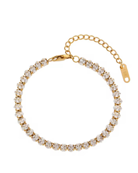 Glow Getter Bracelet in gold featuring sparkling CZ stones, a luxury tennis-style bracelet for women that adds everyday shine and evening elegance.